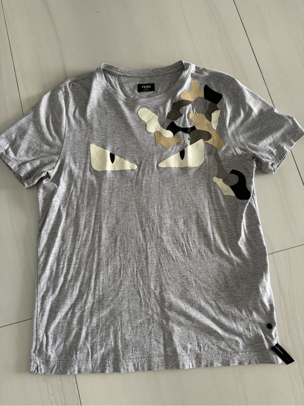 Fendi Men’s Gray Graphic Eye Print T-Shirt